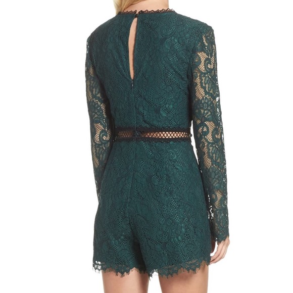Green Lace Bardot Romper - Picture 2 of 6